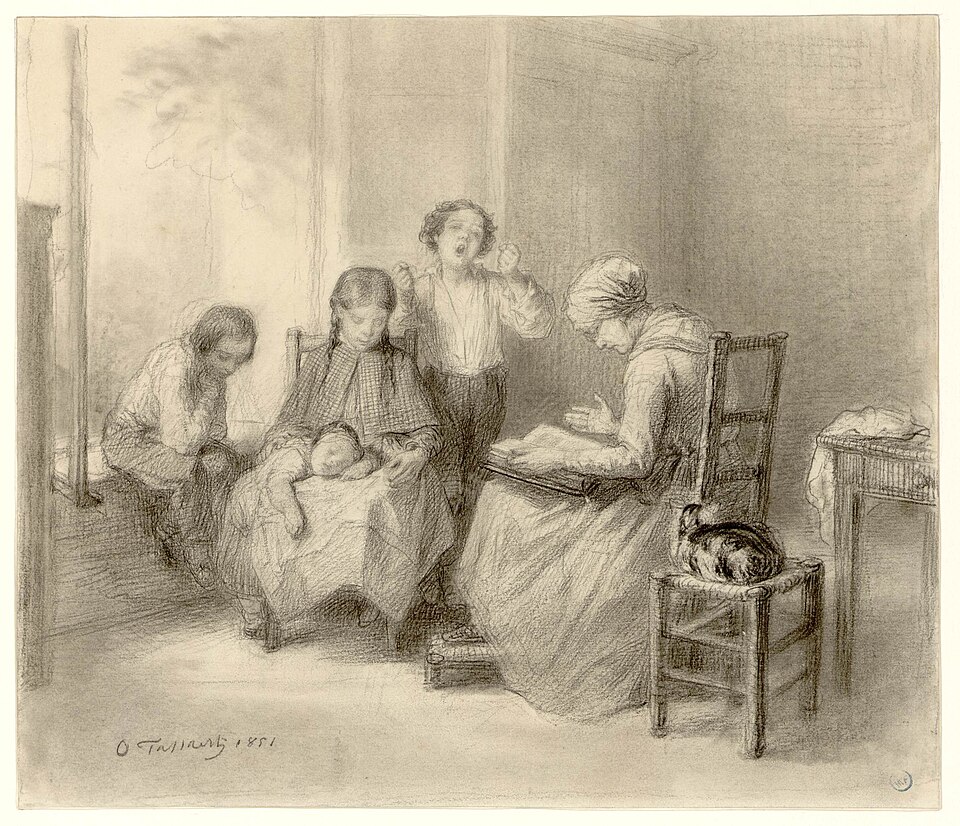 Historic Bible-reading artwork by Octave Tassaert — public domain A historic artwork showing a person reading the Bible, illustrating a daily Scripture habit